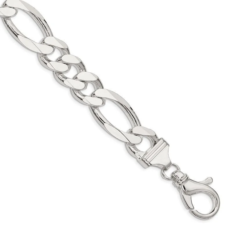 Ladies bracelets for professionals -Sterling Silver 15mm Figaro Chain Bracelet