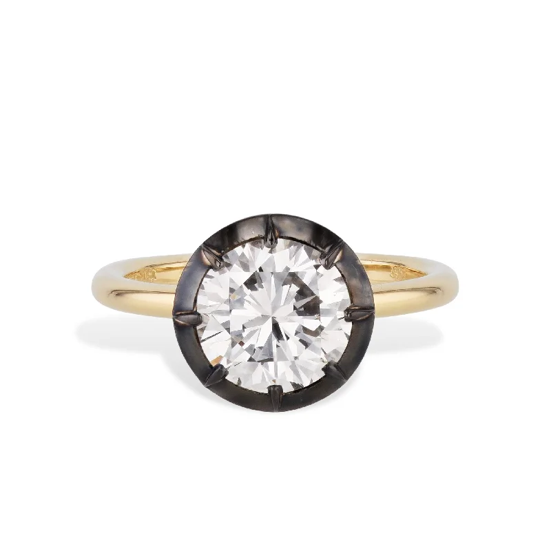 engagement-luxury-rose-gold-ring-Round Brilliant Cut Diamond Black Ruthenium Engagement Ring