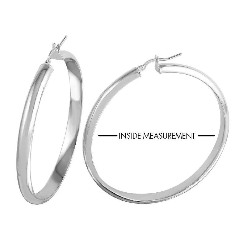 ladies-pearl-dangle-earrings-Rhodium Plated 925 Sterling Silver Electroforming Rounded 5mm Hoop Earrings - ARE00023RH