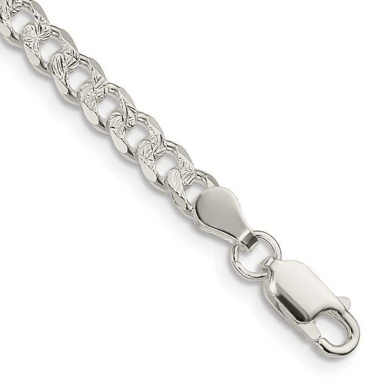 Ladies bracelets luxury brands -Sterling Silver 4.5mm Pav‚ Curb Chain Bracelet