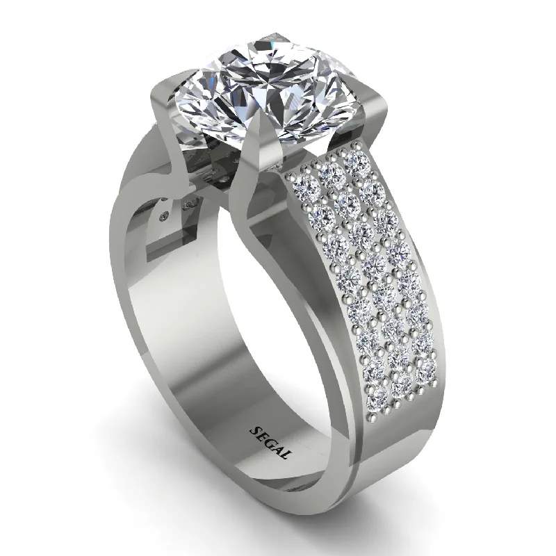 engagement-eternity-ring-Round Cut Diamond 14K Gold Pave Engagement Ring - Saylor No. 3