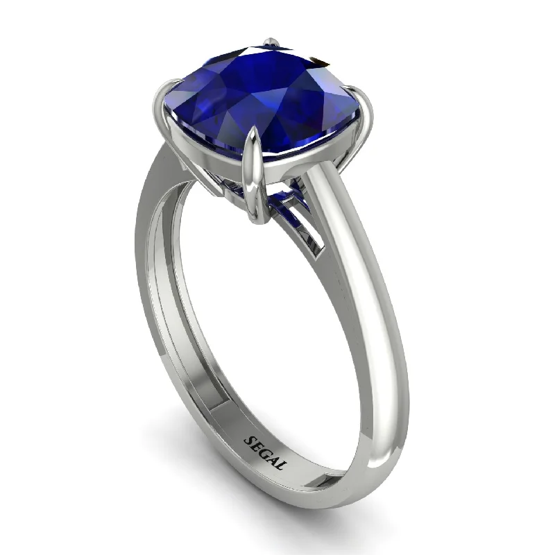 engagement-infinity-diamond-ring-Cushion Cut Sapphire Solitaire Engagement Ring - Royalty No. 15