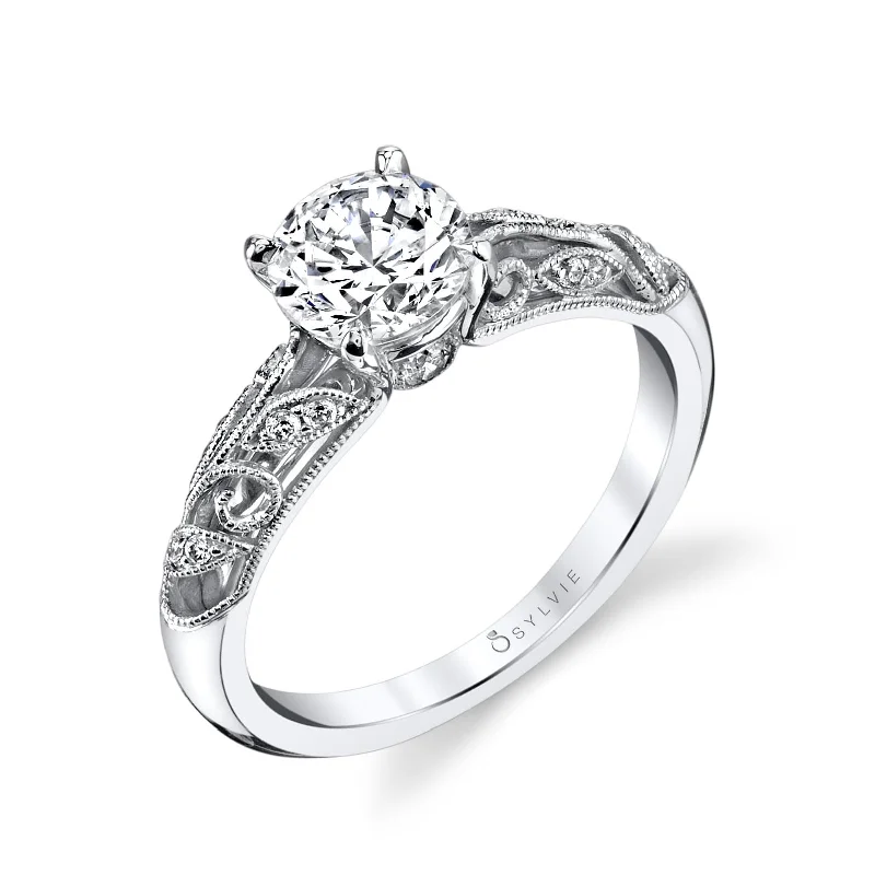 engagement-infinity-silver-ring-Sylvie Collection 14K White Gold Round Engagement Ring Setting