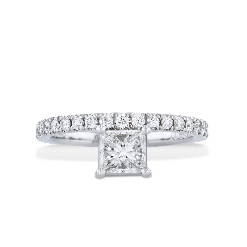 engagement-luxury-diamond-ring-Diamond with Pave Band Platinum Engagement Ring