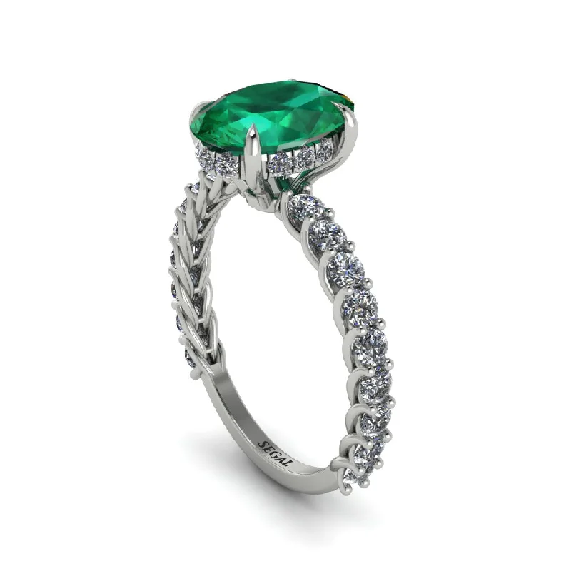 engagement-halo-ring-Oval-Cut Halo Emerald Timeless Elegance Engagement Ring - Kelsey No. 6