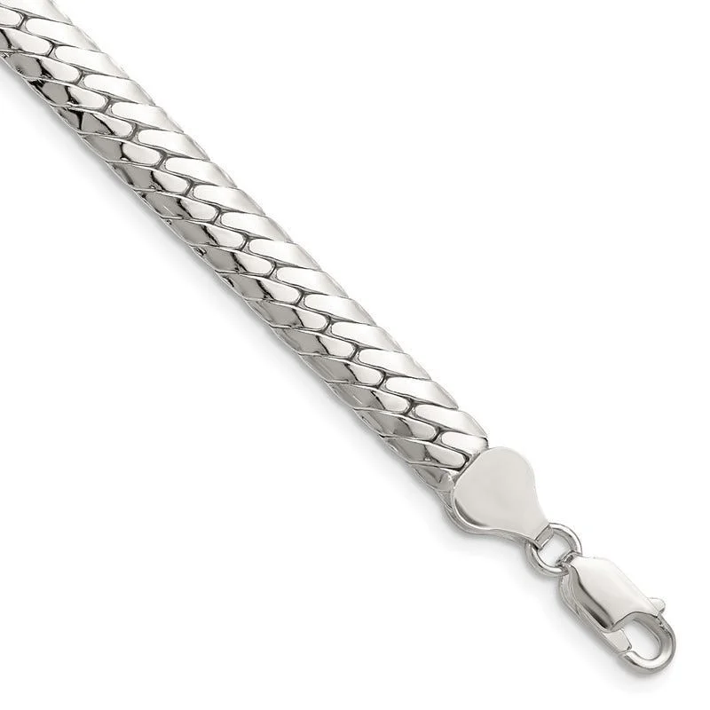 Ladies bracelets for charity events -Sterling Silver Polished 6.25mm Double Oval Flat Chain Bracelet