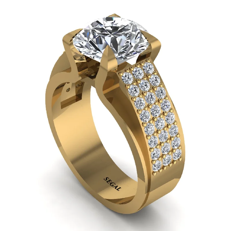 engagement-handmade-ring-Round Cut Diamond 14K Gold Pave Engagement Ring - Saylor No. 1