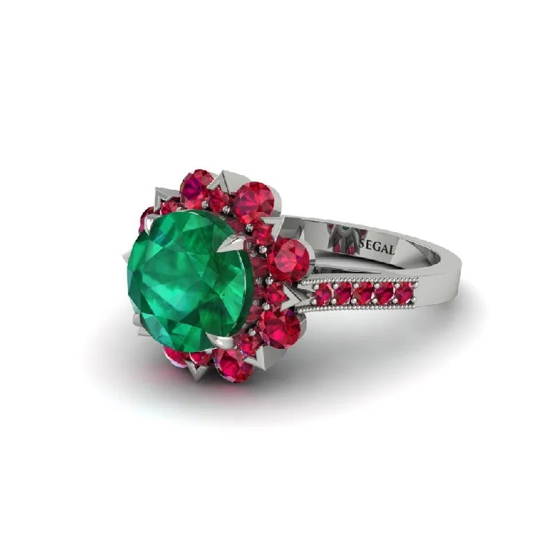 engagement-classic-emerald-ring-Emerald Halo Sunburst Engagement Ring - Winter No. 51