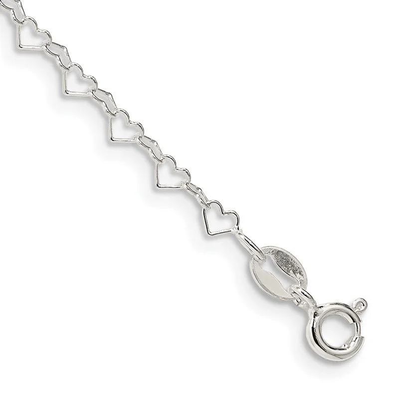 Ladies bracelets for leaders -Sterling Silver 3.5mm Fancy Heart Link Chain Bracelet