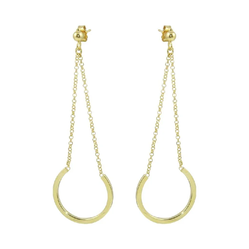 ladies-affordable-hoop-earrings-Gold Plated 925 Sterling Silver Dangling Earrings - ITE00085GP