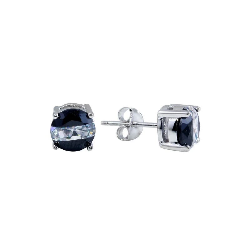 ladies-modern-crystal-earrings-Rhodium Plated 925 Sterling Two-Tone 925 Sterling Silver CZ Stud Earrings - BGE00620