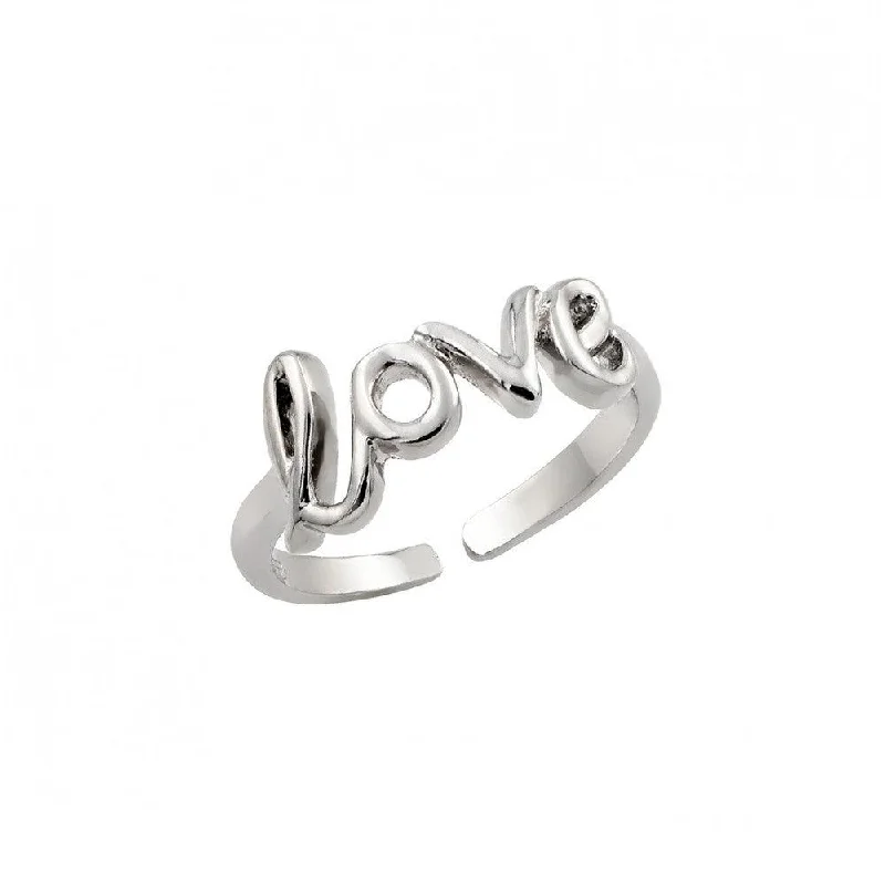 ladies ring personalized date detail-Silver 925 Rhodium Plated Love Toe Ring - BGR00843