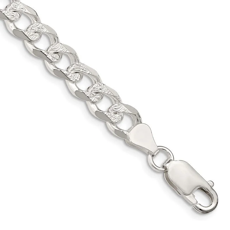 Ladies bracelets fancy wristbands -Sterling Silver 7.5mm Pav‚ Curb Chain Bracelet