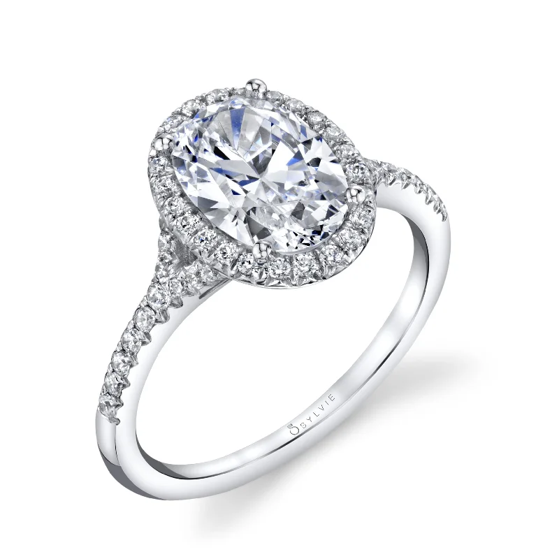 engagement-vintage-ring-Sylvie Collection 14K White Gold Oval Engagement Ring Setting .25tw