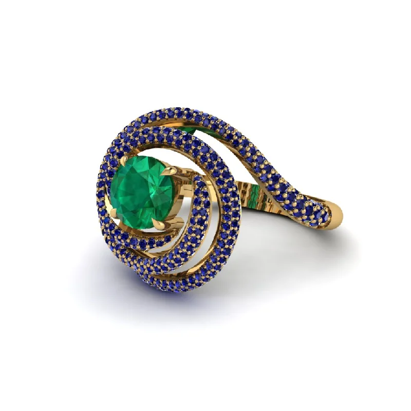 engagement-halo-rose-gold-ring-Emerald Double Halo Swirling Engagement Ring - Serena No. 64