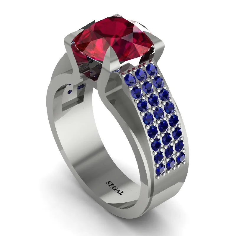 engagement-minimalist-gold-ring-Round Cut Ruby 14K Gold Pave Engagement Ring - Saylor No. 72