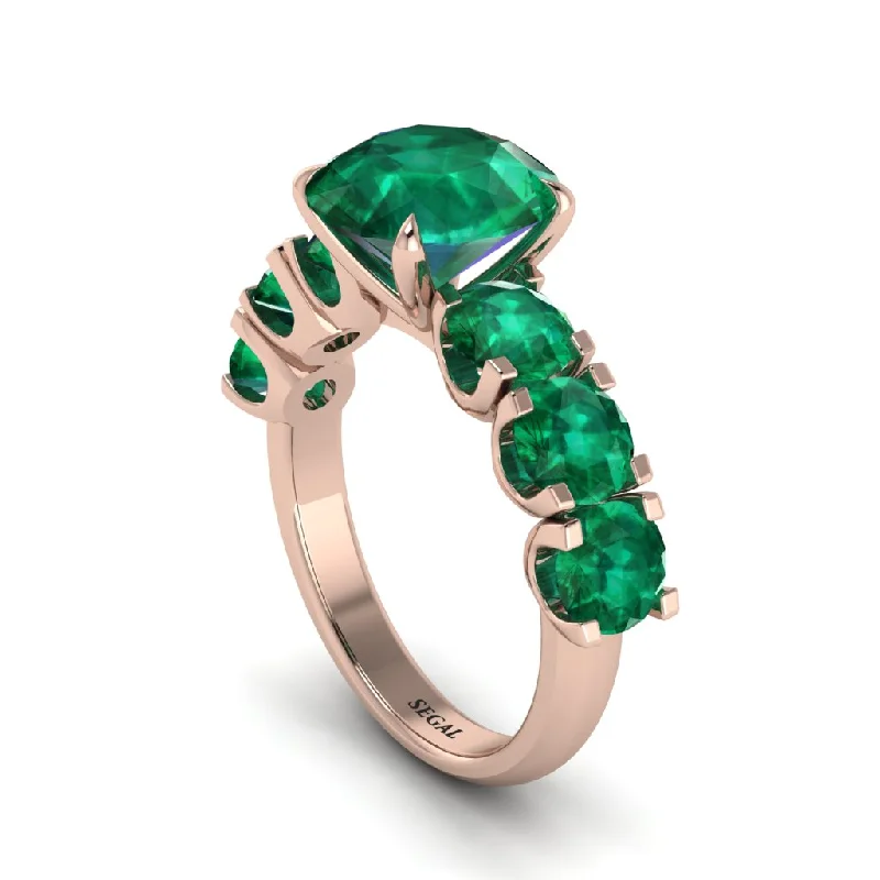 engagement-silver-halo-ring-Round Cut Emerald Cathedral Engagement Ring - Tatum No. 20