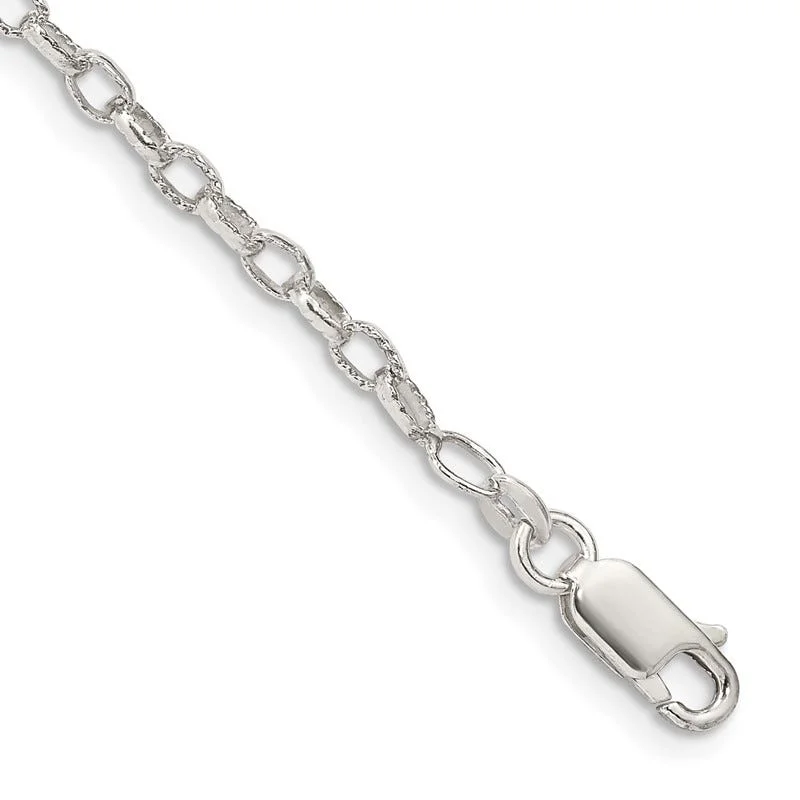 Ladies bracelets for lazy days -Sterling Silver 3mm Fancy Patterned Rolo Chain Bracelet