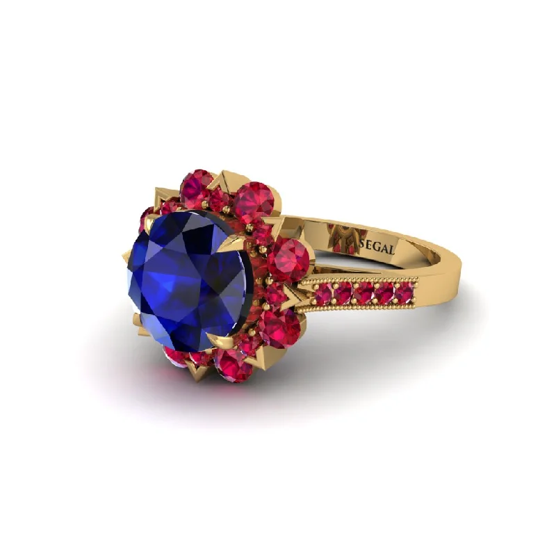 engagement-infinity-platinum-ring-Sapphire Halo Sunburst Engagement Ring - Winter No. 58