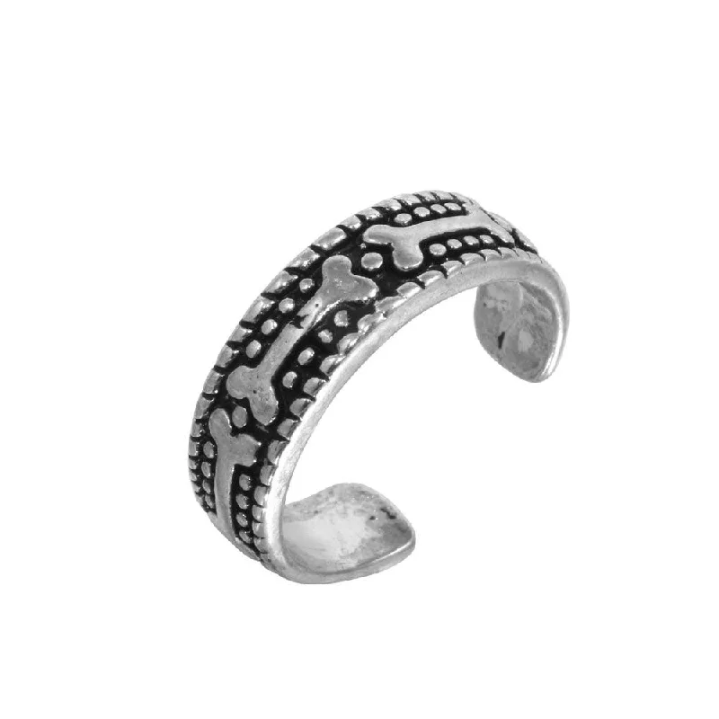 ladies ring trendy star detail-Oxidized 925 Sterling Silver Dog Bone Design Toe Ring - TR299-A