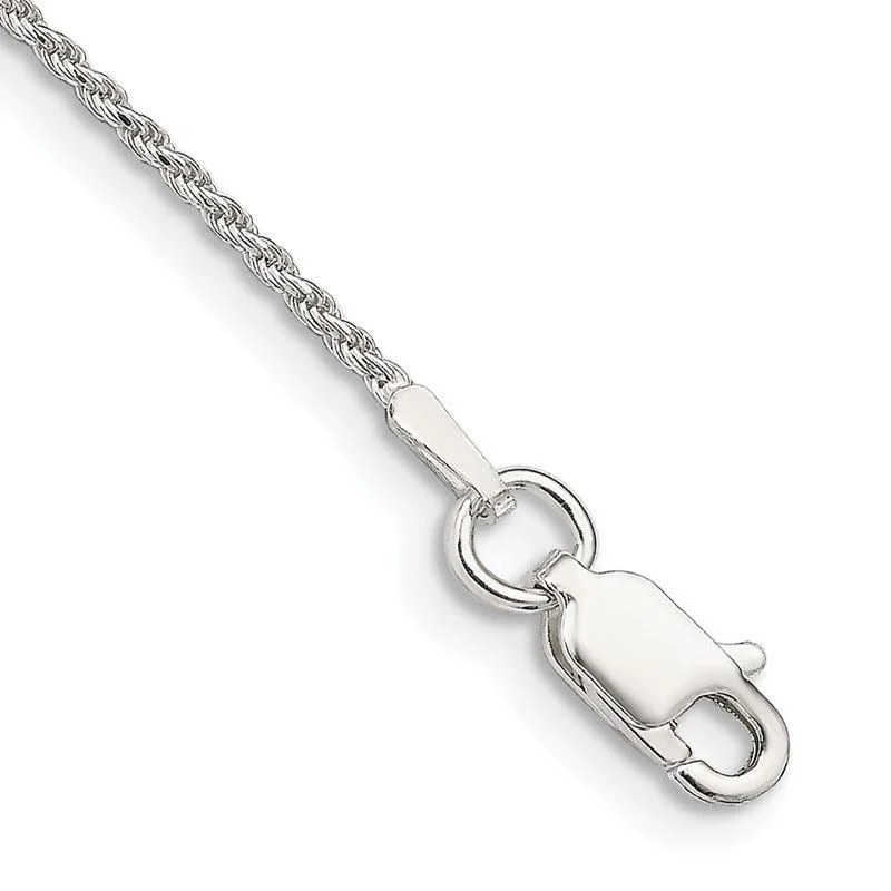 Ladies bracelets with jet stone -Sterling Silver 1.1mm Diamond-cut Rope Chain Bracelet