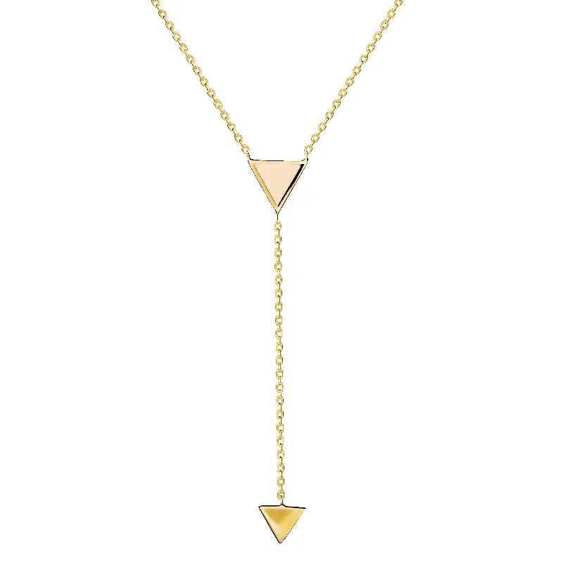 ladies-choker-pearl-necklace-Arrow Rose Y Necklace - 14 karat gold necklace, rose enamel