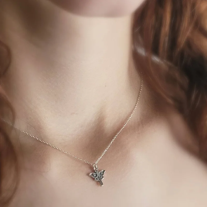 ladies-tassel-bohemian-necklace-Tiny Luna Moth Necklace