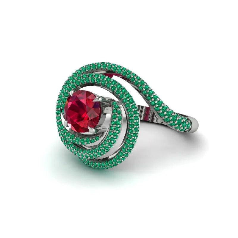 engagement-unique-pearl-ring-Ruby Double Halo Swirling Engagement Ring - Serena No. 27