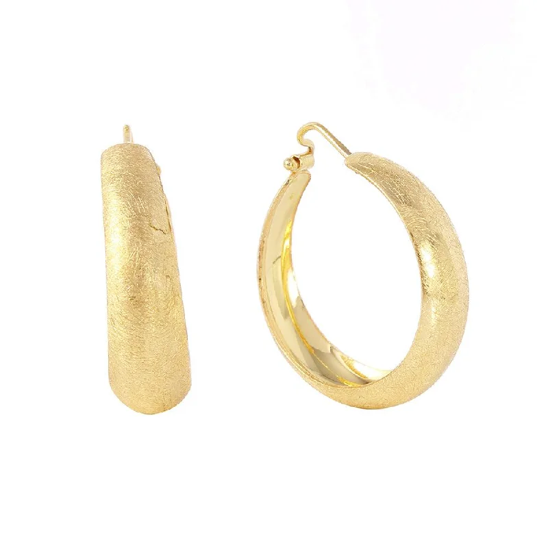 ladies-delicate-earrings-Silver 925 Gold Plated Thin Hoop Earrings - ITE00079GP