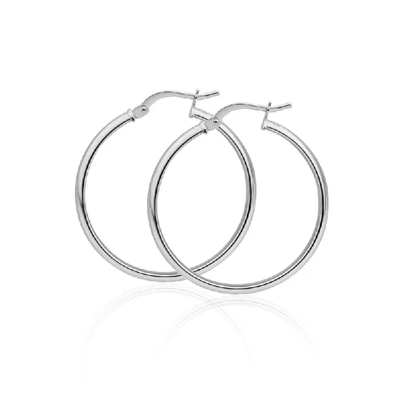 ladies-modern-earrings-Silver 925 High Polished Hoop Earrings 1.5mm - HP02-1.5