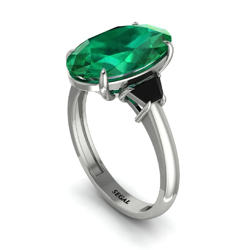 engagement-simple-sapphire-ring-Oval-Cut Emerald Three Stone Engagement Ring - Amari No. 36