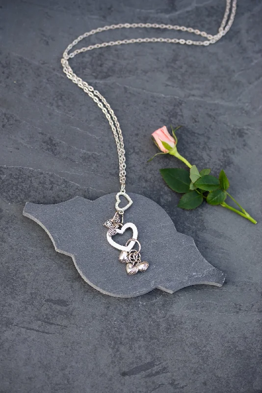 ladies-bridal-rose-gold-necklace-Clustered Heart Necklace