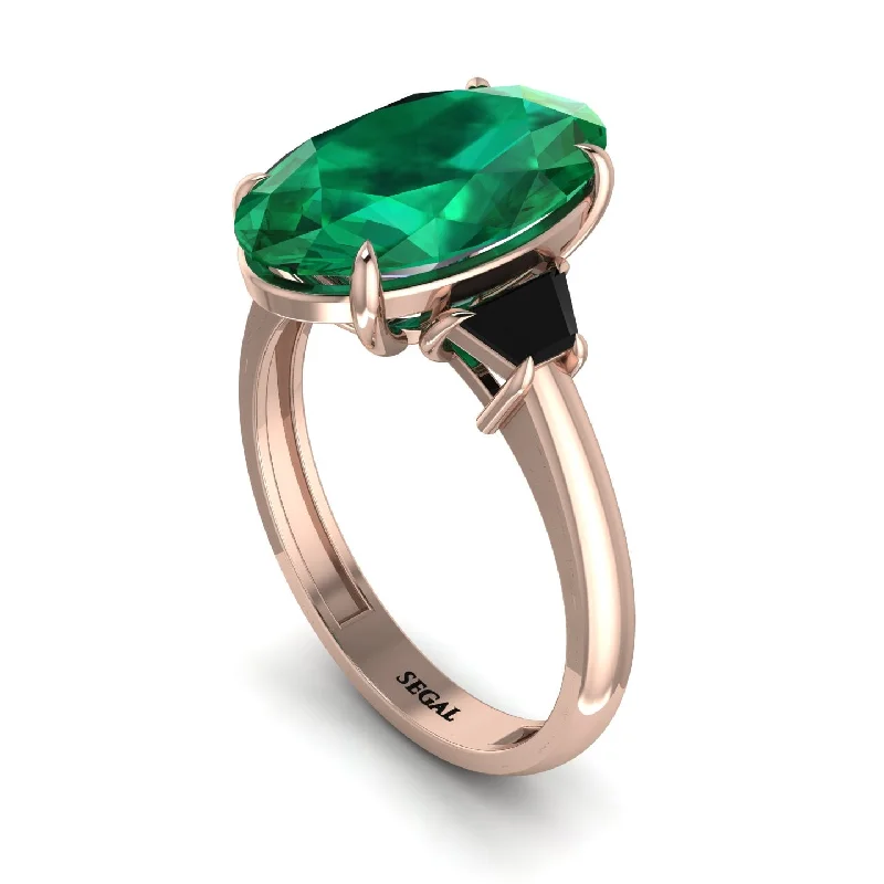 engagement-minimalist-diamond-ring-Oval-Cut Emerald Three Stone Engagement Ring - Amari No. 35