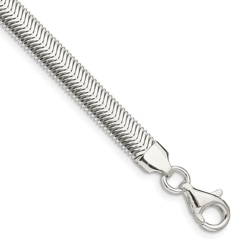 Ladies bracelets sterling silver -Sterling Silver 6.25mm Flat Oval Snake Chain Bracelet