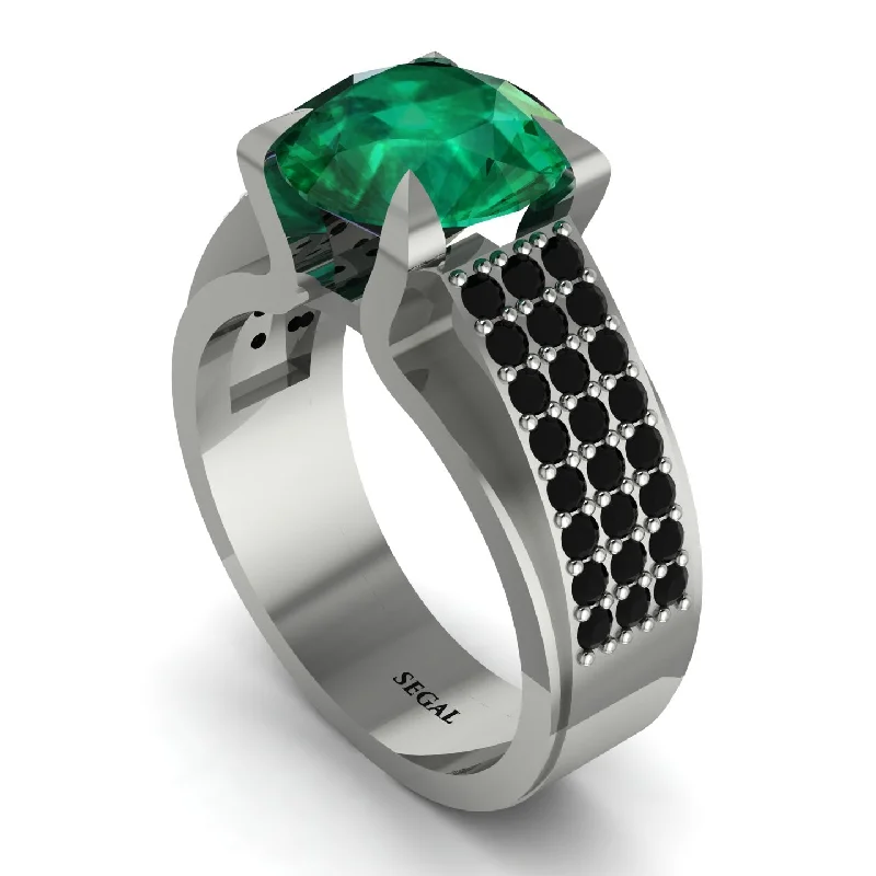 engagement-platinum-promise-ring-Round Cut Emerald 14K Gold Pave Engagement Ring - Saylor No. 36