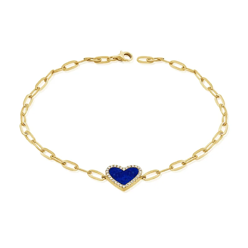 Ladies bracelets for nurses -Hearts & Love Bracelet with Blue Lapiz