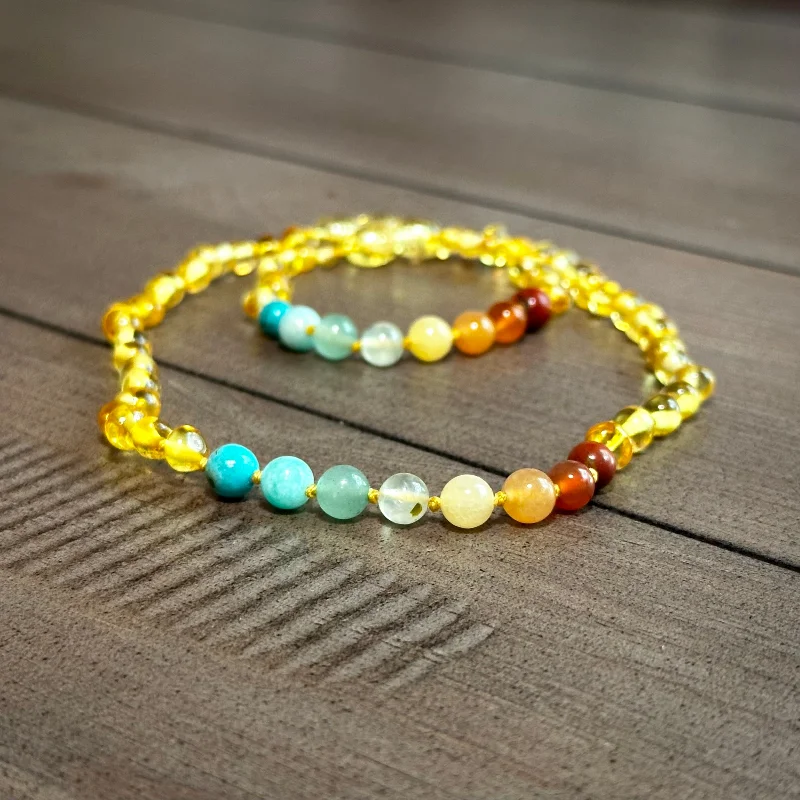 ladies-silver-star-necklace-Retro Rainbow Teething Necklace