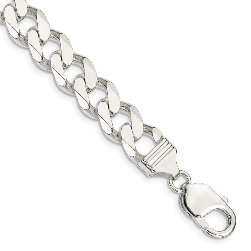 Ladies bracelets for holidays -Sterling Silver 11mm Curb Chain Bracelet