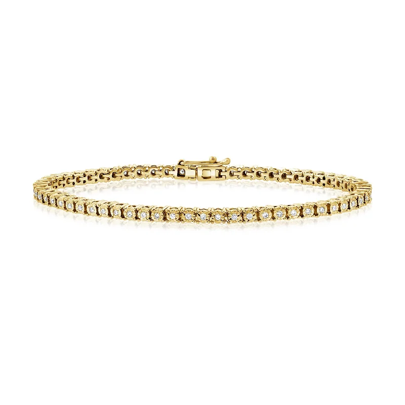 Ladies bracelets sleek wristbands -Timeless 14K Gold Miracle-Set Diamond Tennis Bracelet