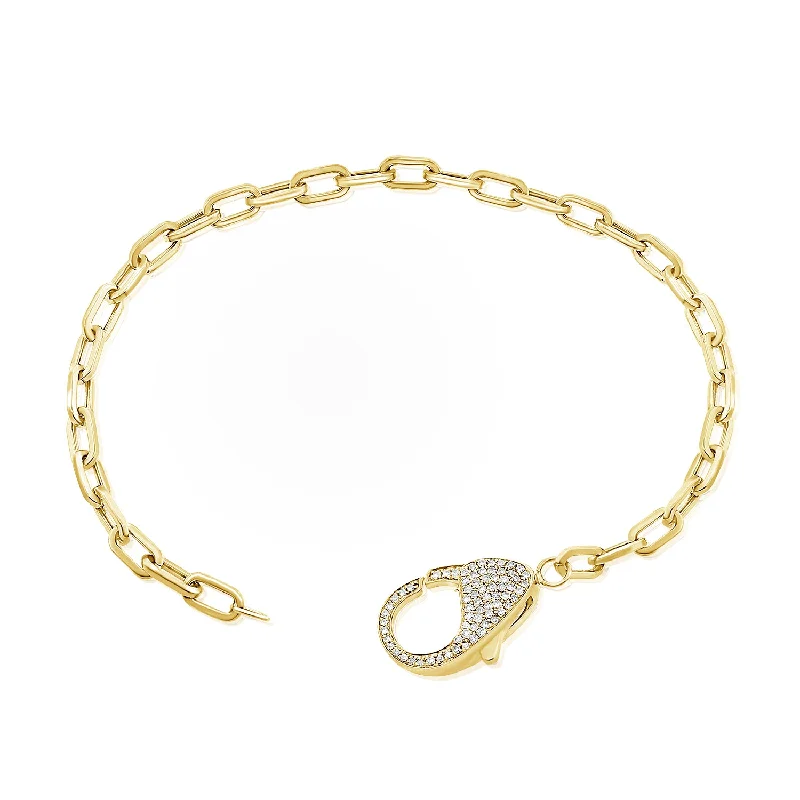 Ladies bracelets for baby showers -Diamond Link Bracelet available in 14K Gold