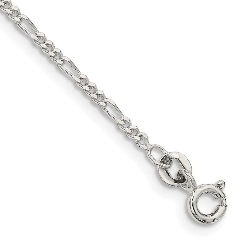 Ladies bracelets for athletes -Sterling Silver 1.75mm Figaro Chain Bracelet