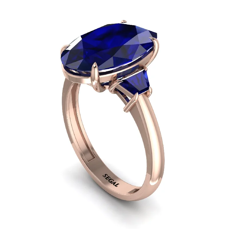 engagement-princess-cut-platinum-ring-Oval-Cut Sapphire Three Stone Engagement Ring - Amari No. 74