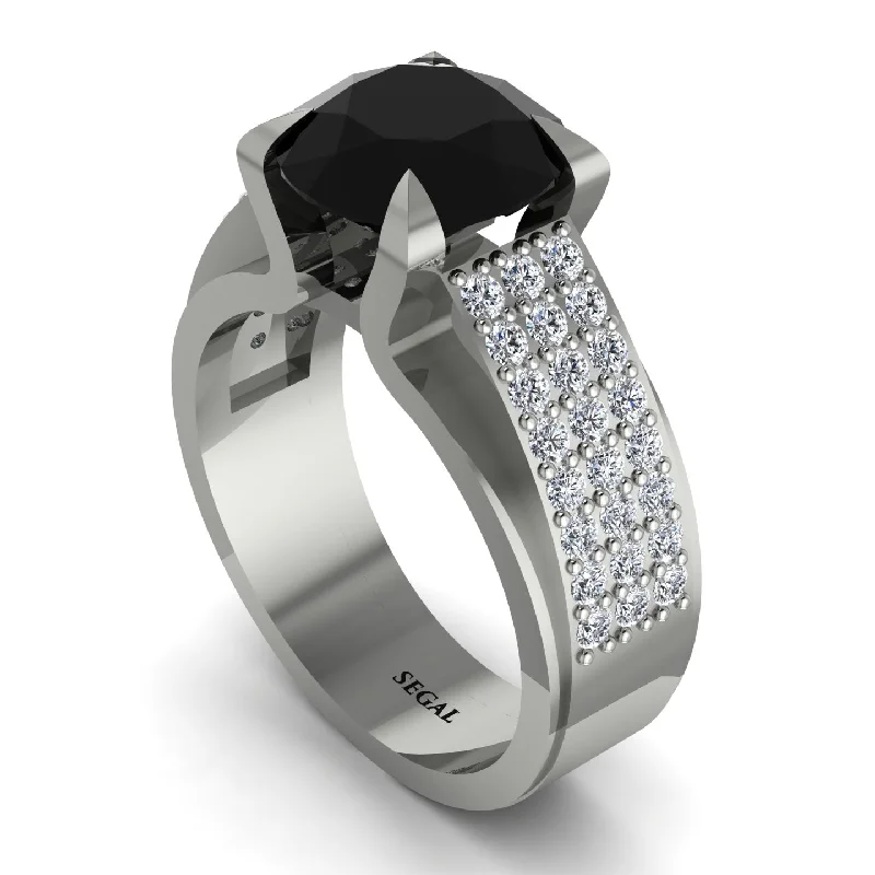 engagement-infinity-ring-Round Cut Black Diamond 14K Gold Pave Engagement Ring - Saylor No. 9