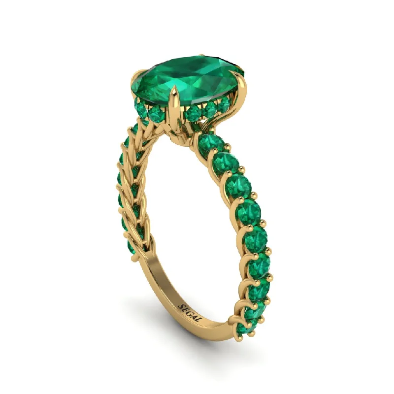 engagement-vintage-diamond-ring-Oval-Cut Halo Emerald Timeless Elegance Engagement Ring - Kelsey No. 19