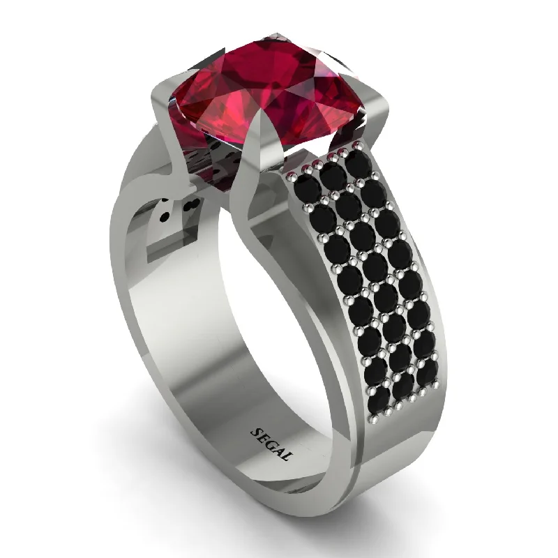 engagement-eternity-rose-gold-ring-Round Cut Ruby 14K Gold Pave Engagement Ring - Saylor No. 42