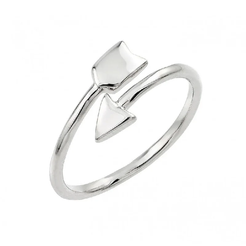 ladies ring valentine’s heart-Silver 925 Rhodium Plated Arrow Ring - BGR00874