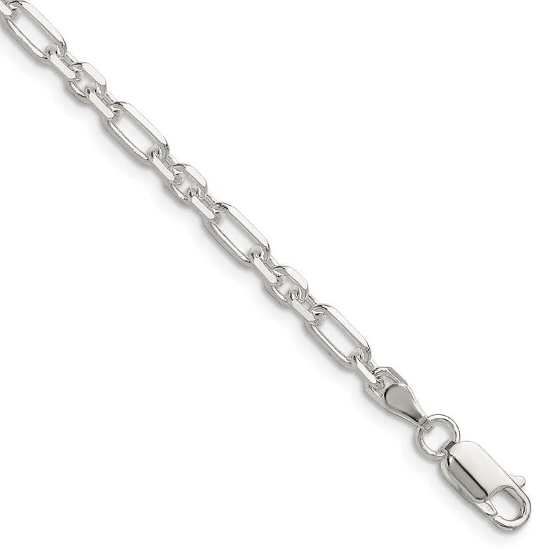 Ladies bracelets with gemstones -Sterling Silver D/C 4mm 3 Short Plus 1 Long Cable Link Chain Bracelet