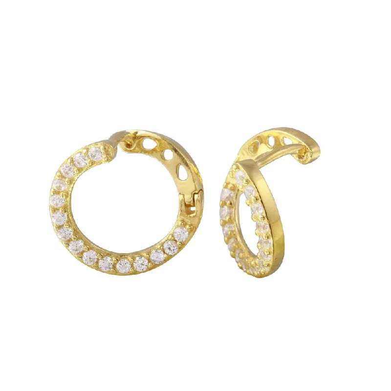 ladies-artisan-earrings-Gold Plated 925 Sterling Silver CZ Twisted Hoop Earrings - GME00019