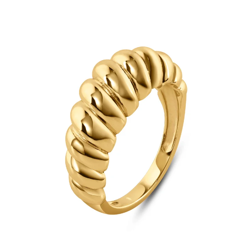 ladies ring bold geometric shape-Gold Plated 925 Sterling Silver Croissant Design Ring 7.9mm - STR01165GP