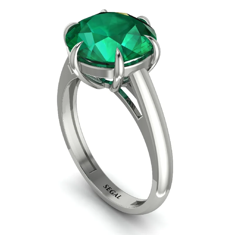 engagement-diamond-ring-Round Cut Emerald Solitaire Engagement Ring - Miranda No. 6